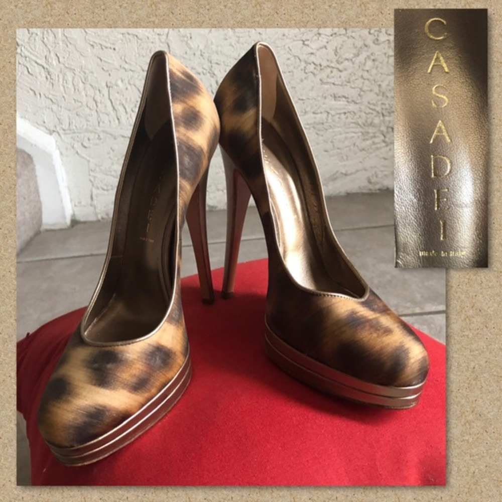 Casadei Designer Leopard Print Platform pumps 9
